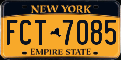 NY license plate FCT7085