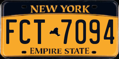 NY license plate FCT7094