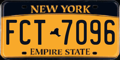NY license plate FCT7096