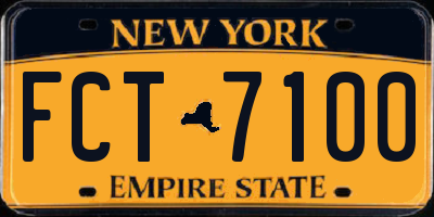 NY license plate FCT7100