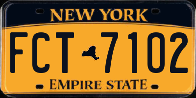 NY license plate FCT7102