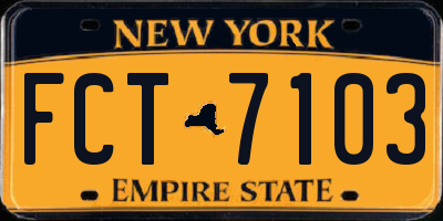 NY license plate FCT7103