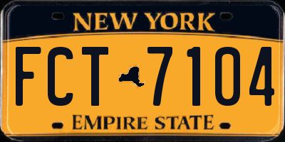 NY license plate FCT7104