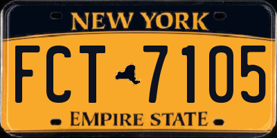 NY license plate FCT7105