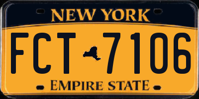 NY license plate FCT7106