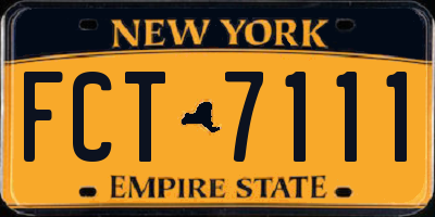 NY license plate FCT7111
