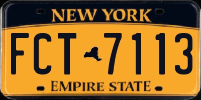 NY license plate FCT7113