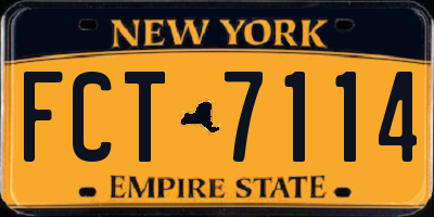 NY license plate FCT7114