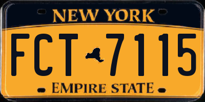 NY license plate FCT7115