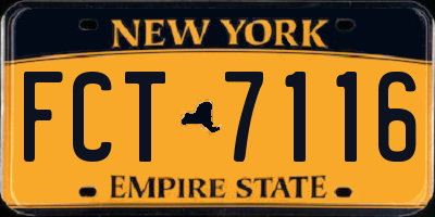 NY license plate FCT7116