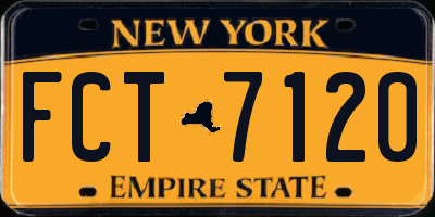 NY license plate FCT7120