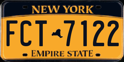 NY license plate FCT7122