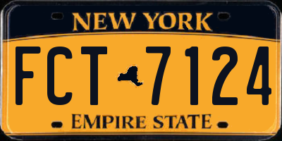 NY license plate FCT7124