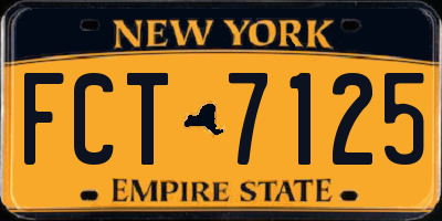 NY license plate FCT7125