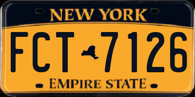 NY license plate FCT7126