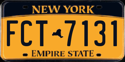 NY license plate FCT7131