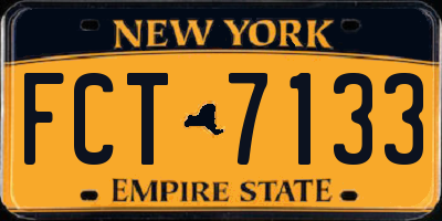 NY license plate FCT7133