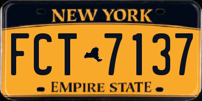 NY license plate FCT7137