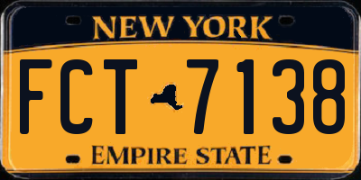 NY license plate FCT7138