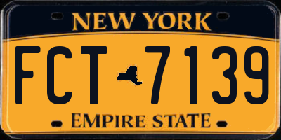 NY license plate FCT7139