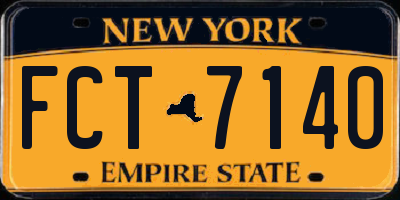 NY license plate FCT7140