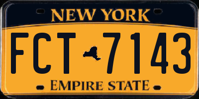 NY license plate FCT7143