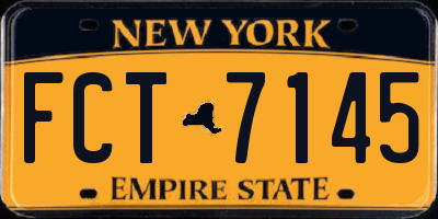 NY license plate FCT7145