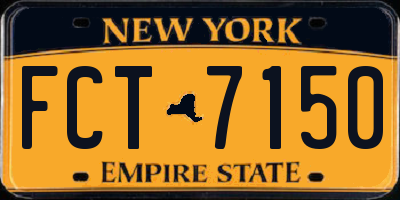 NY license plate FCT7150