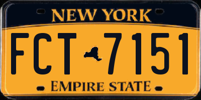 NY license plate FCT7151