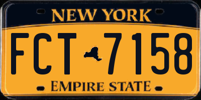 NY license plate FCT7158