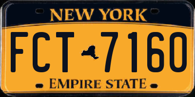 NY license plate FCT7160