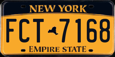 NY license plate FCT7168