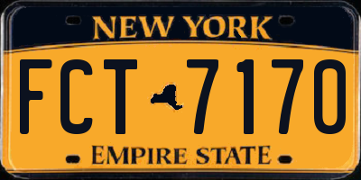 NY license plate FCT7170
