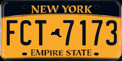NY license plate FCT7173