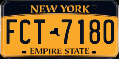 NY license plate FCT7180