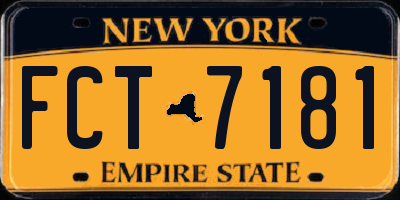 NY license plate FCT7181