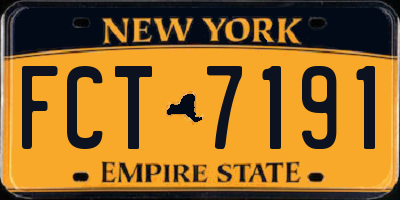 NY license plate FCT7191