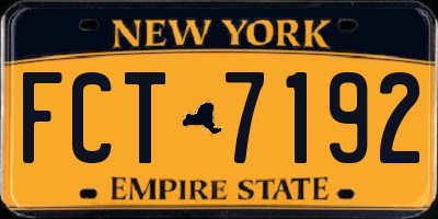NY license plate FCT7192