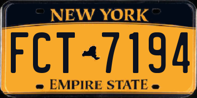 NY license plate FCT7194