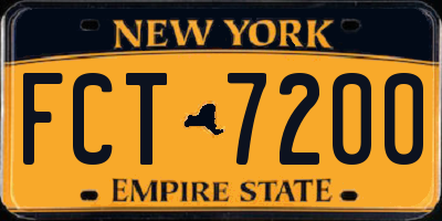 NY license plate FCT7200