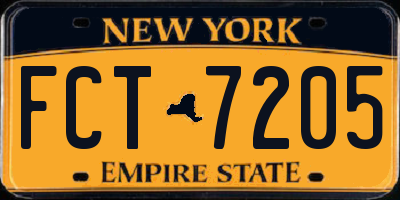 NY license plate FCT7205