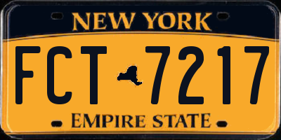 NY license plate FCT7217