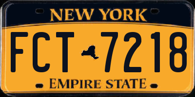 NY license plate FCT7218