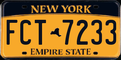 NY license plate FCT7233