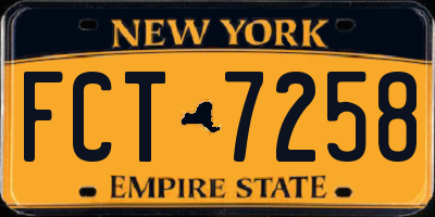 NY license plate FCT7258