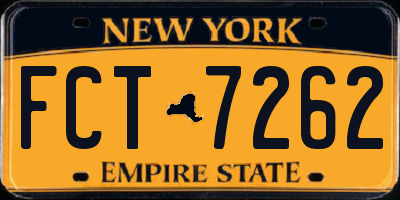NY license plate FCT7262