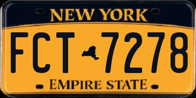 NY license plate FCT7278