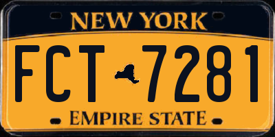 NY license plate FCT7281