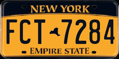 NY license plate FCT7284