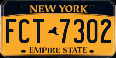 NY license plate FCT7302